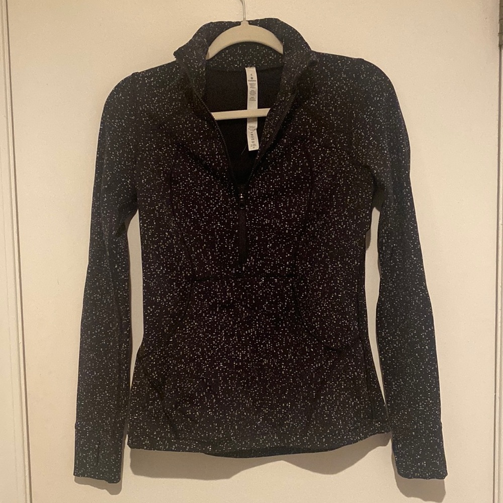 Lululemon black with white polka dot athletic half zip